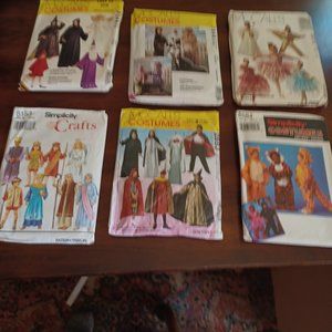 Halloween Sewing Patterns for Costumes, lot of 6, used